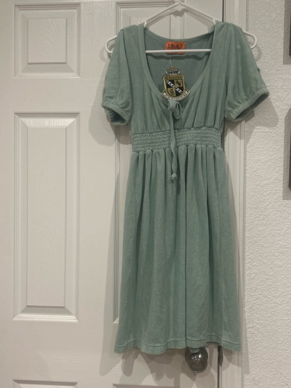 Vintage Y2K Juicy Couture Mint Green Short Sleeve Empire Waist Dress